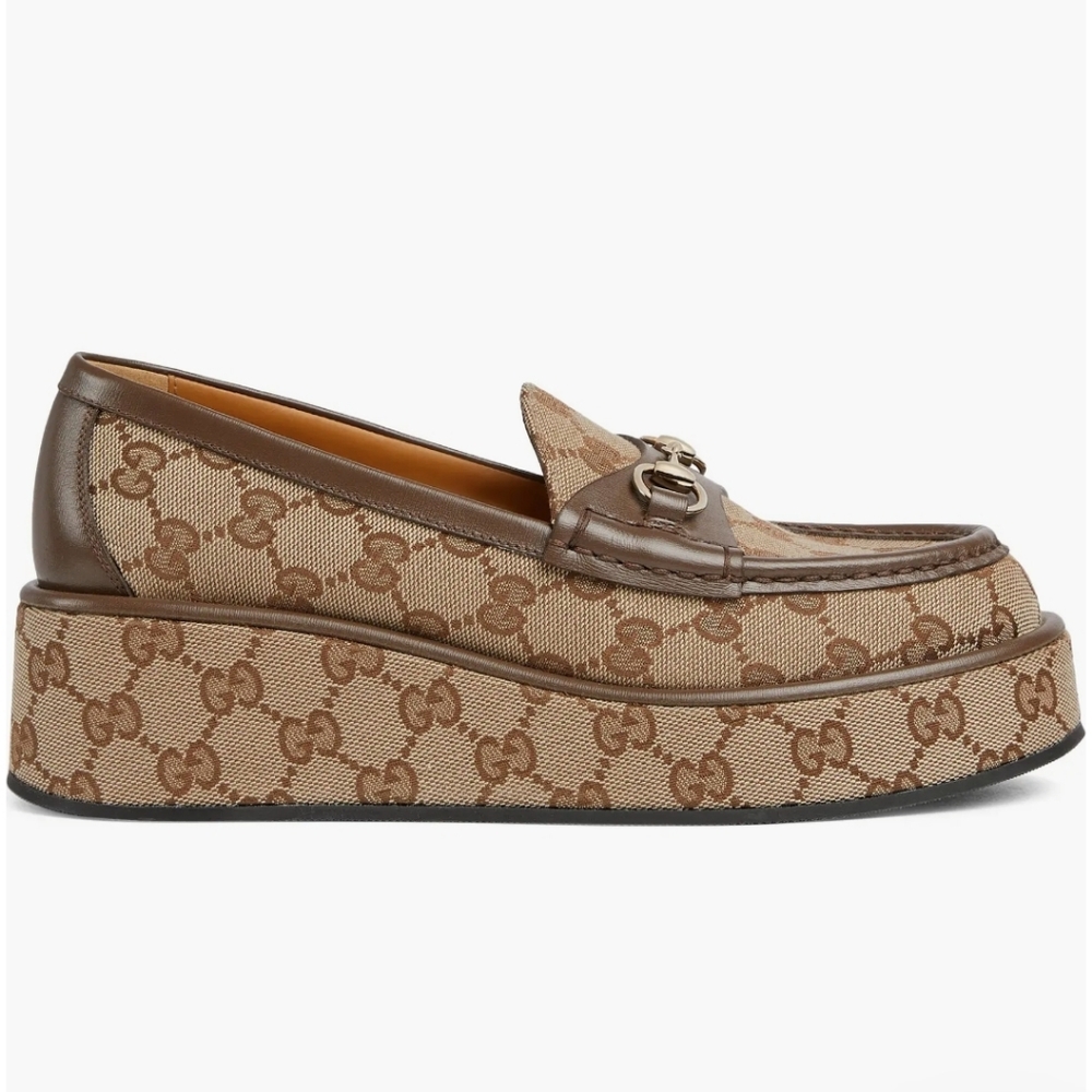 $1,200 Gucci Ilde GG Supreme Canvas & Leather Flatform Loafers EU 40 US 10 BNIB - Picture 2 of 12